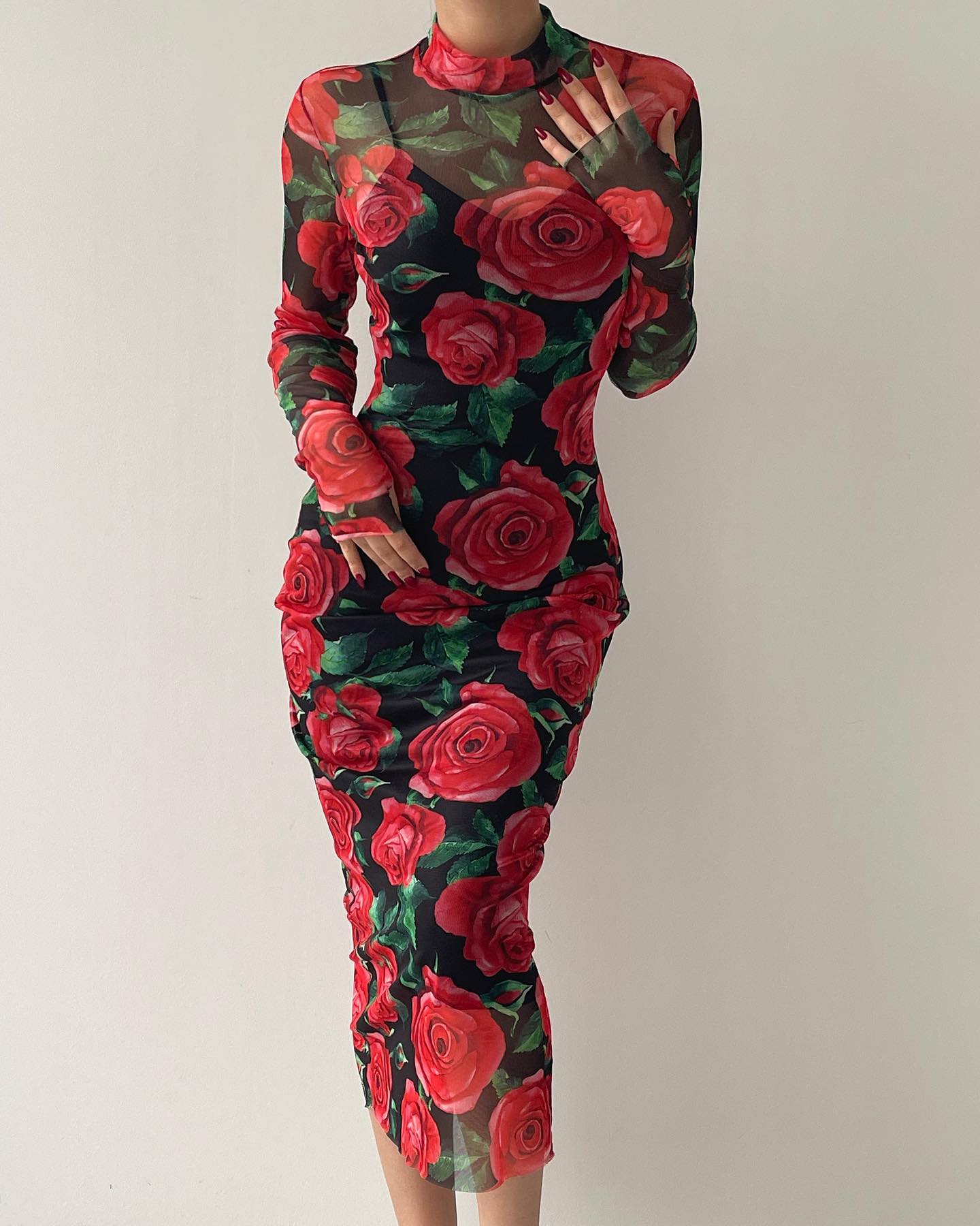 Vestido Longo Manga Longa Justo Equador (Pronta Entrega)