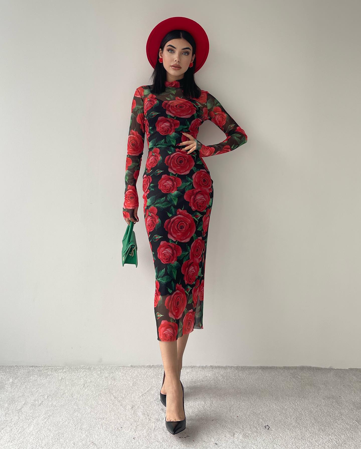 Vestido Longo Manga Longa Justo Equador (Pronta Entrega)