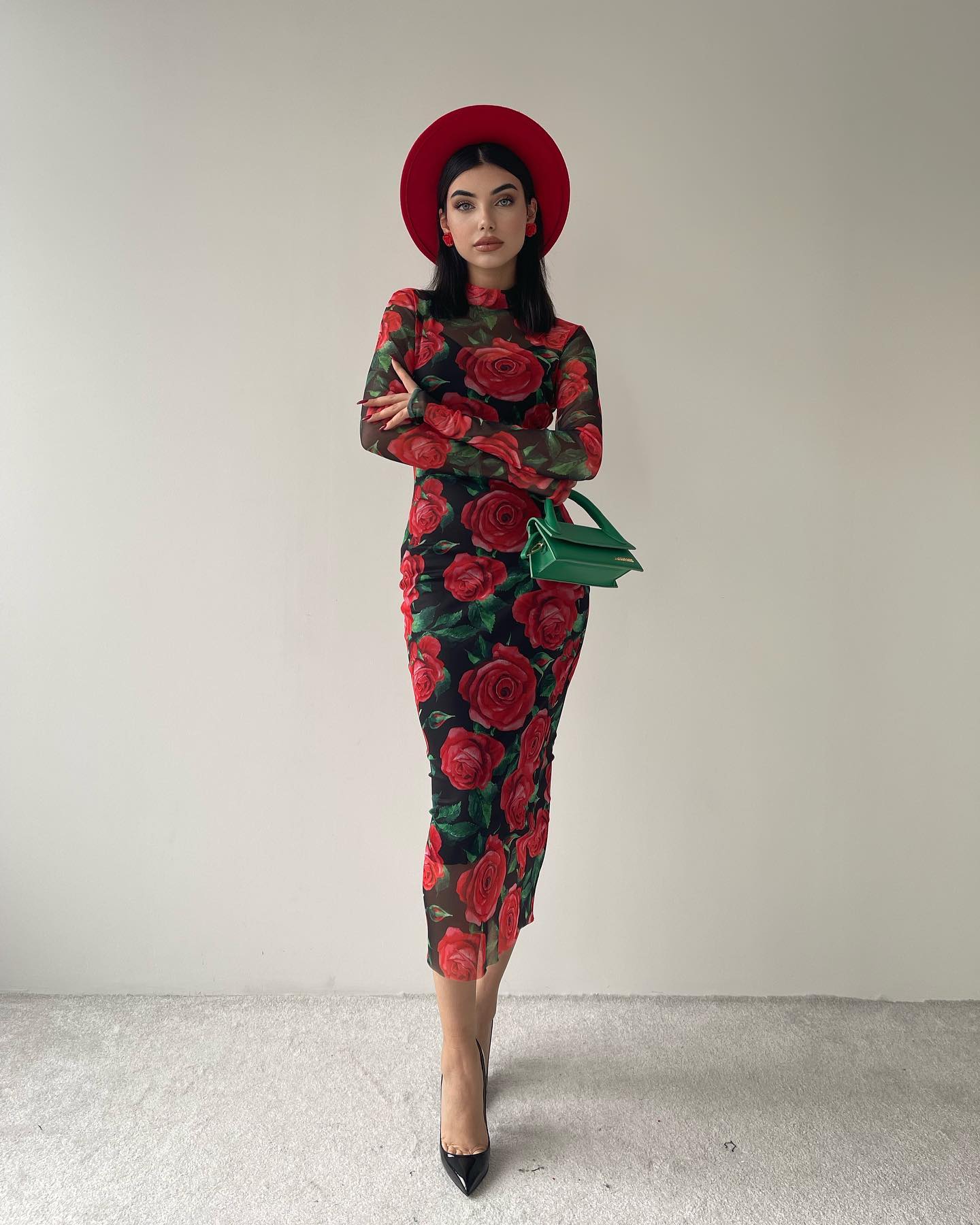 Vestido Longo Manga Longa Justo Equador (Pronta Entrega)