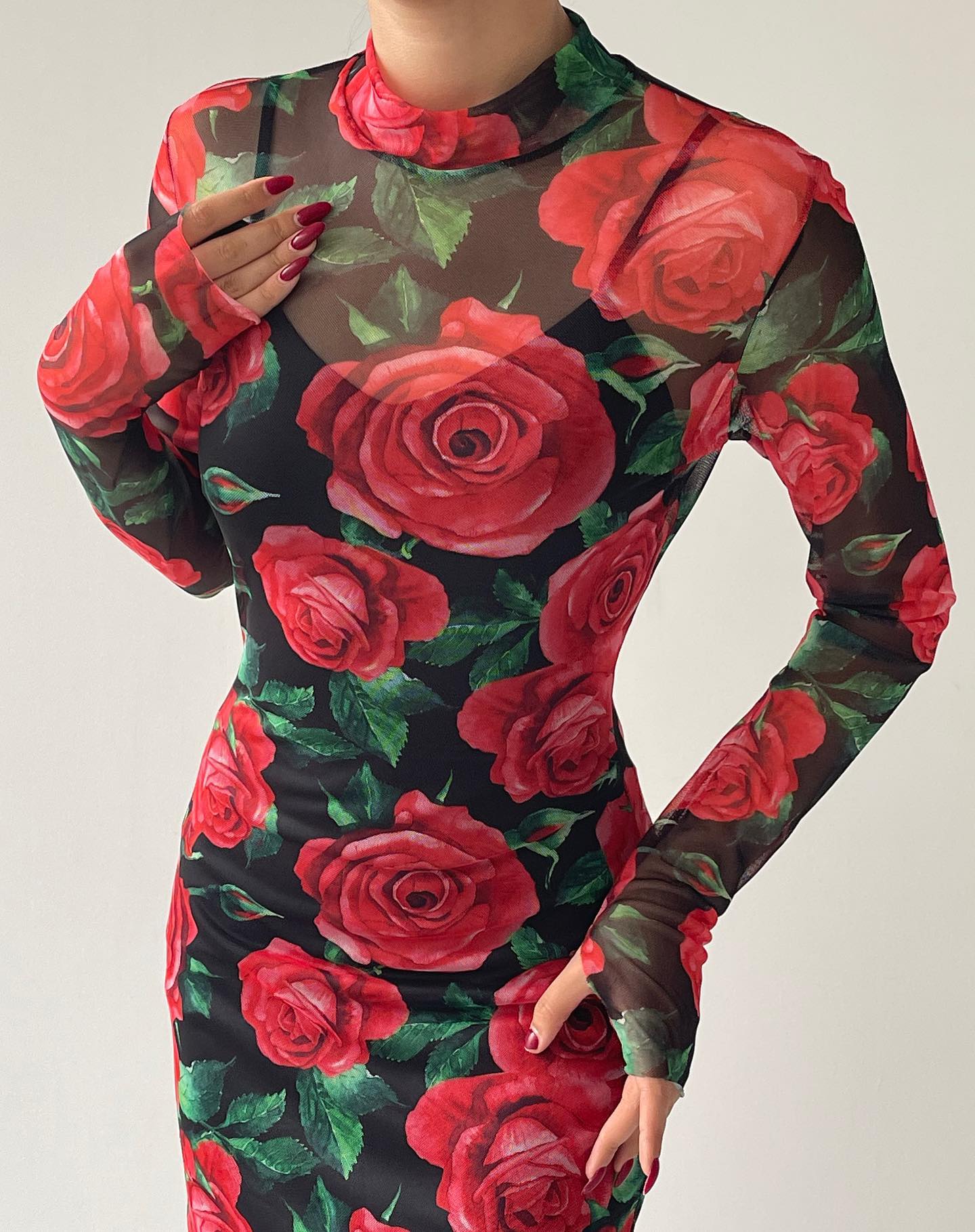 Vestido Longo Manga Longa Justo Equador (Pronta Entrega)