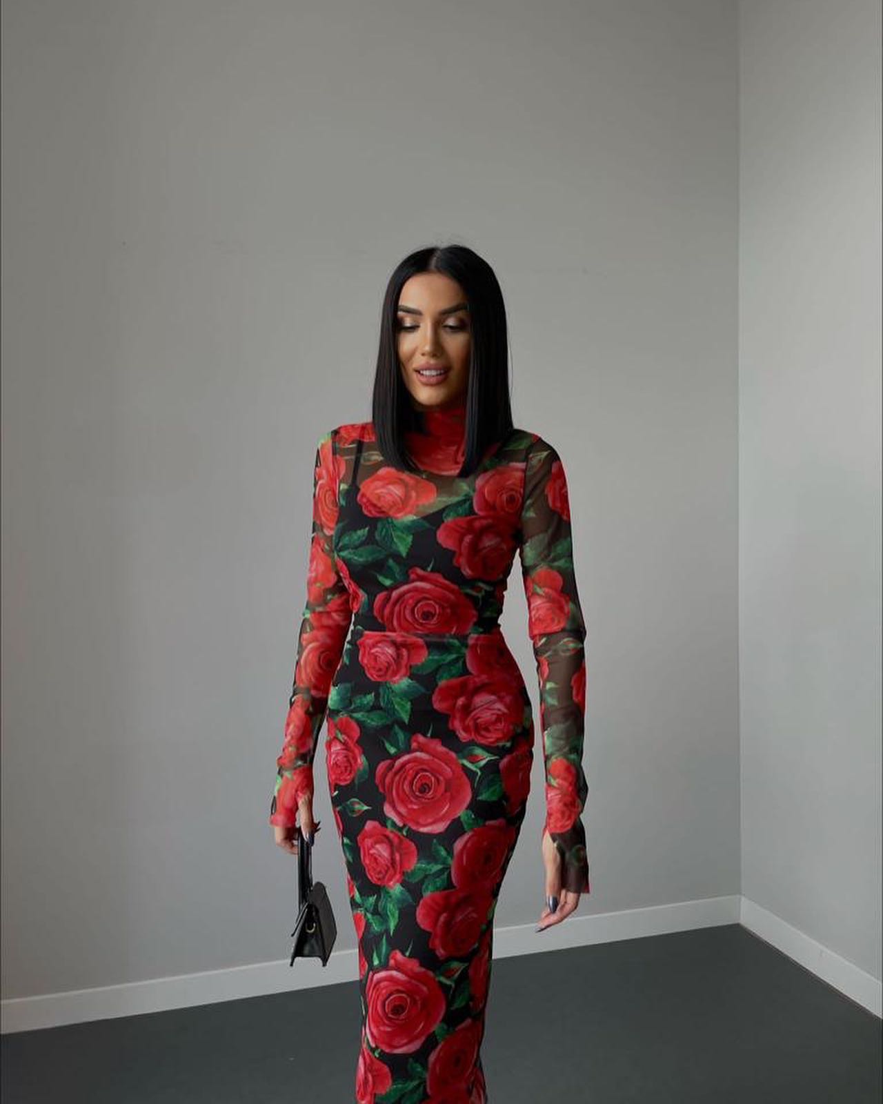 Vestido Longo Manga Longa Justo Equador (Pronta Entrega)