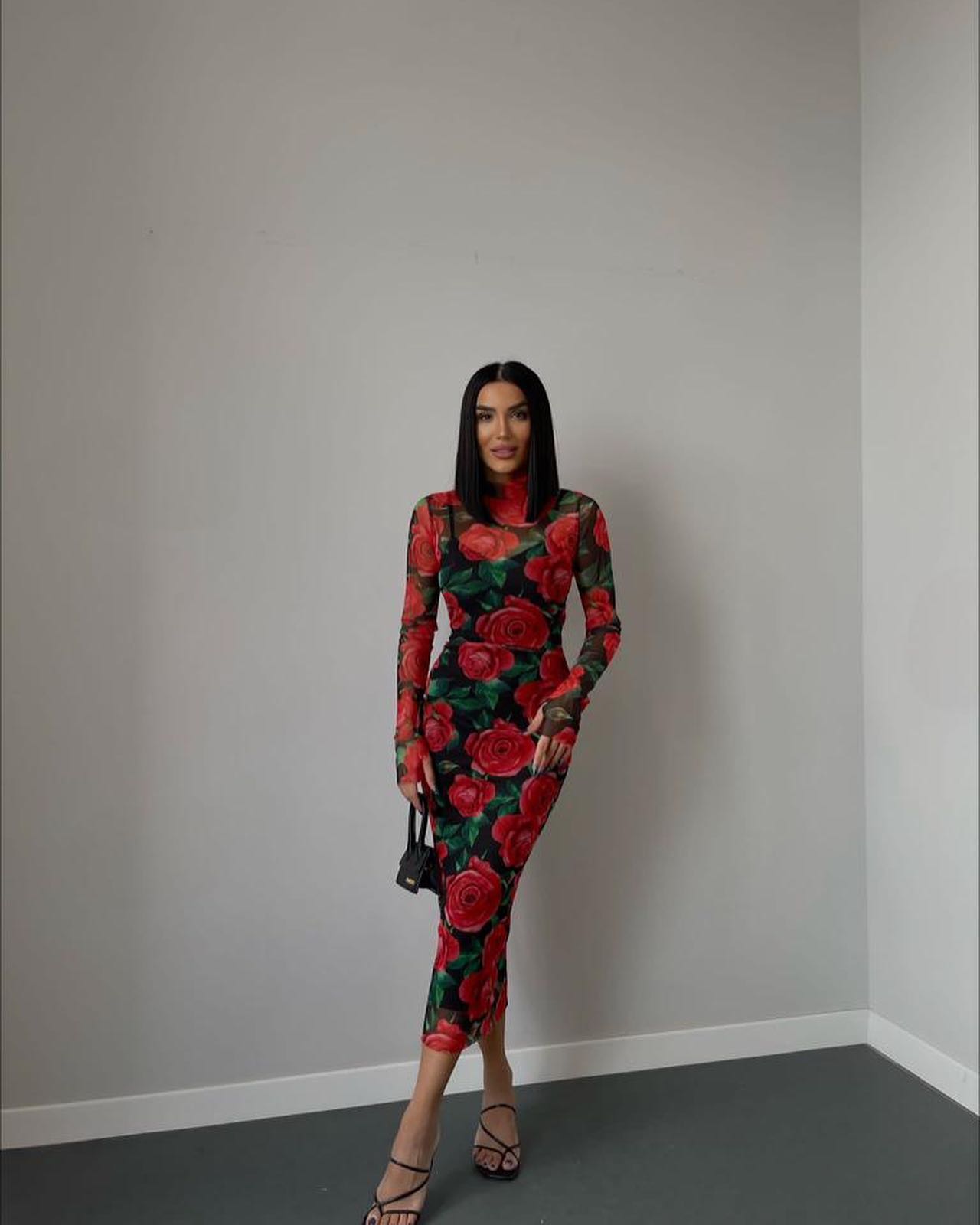 Vestido Longo Manga Longa Justo Equador (Pronta Entrega)