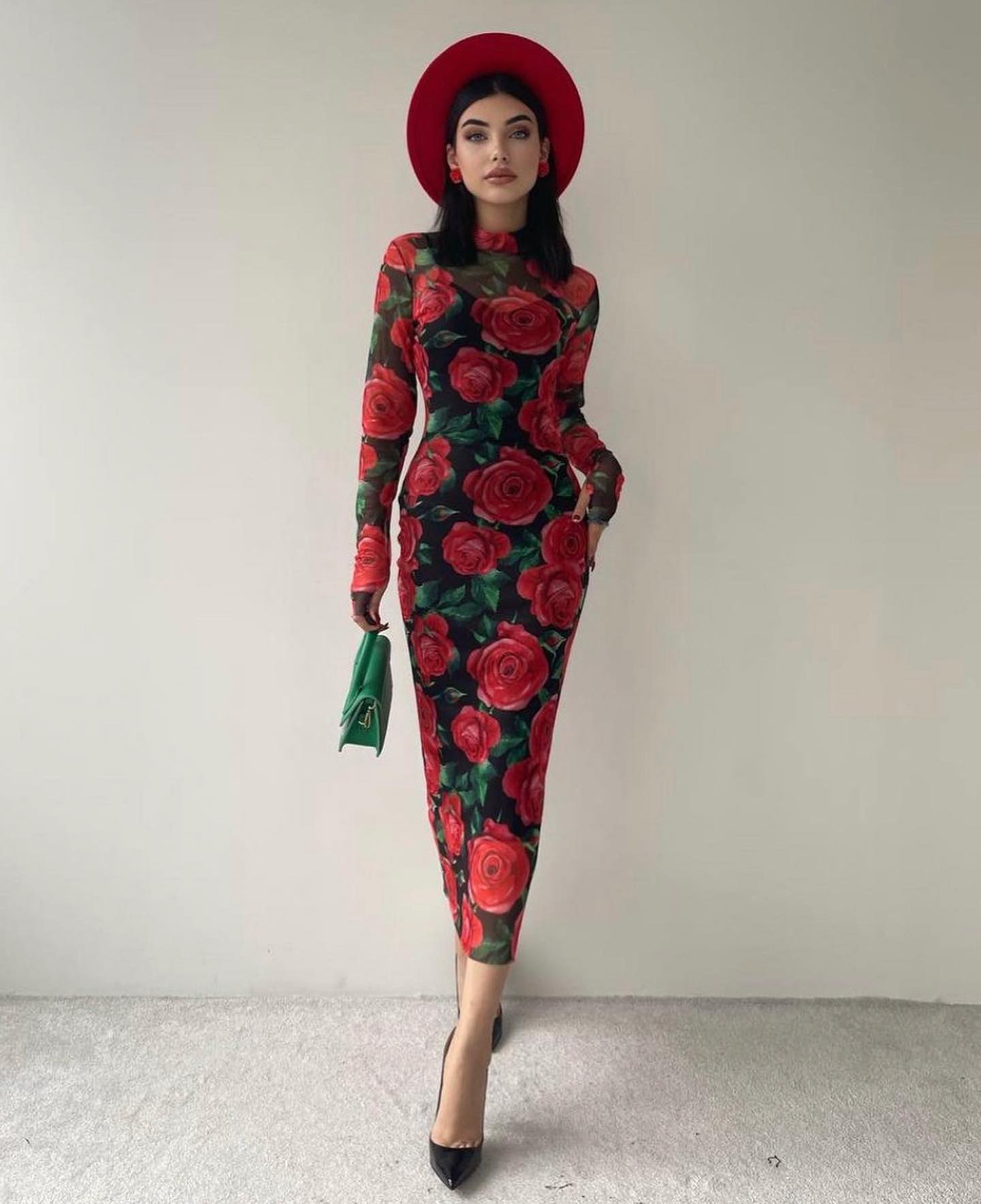 Vestido Longo Manga Longa Justo Equador (Pronta Entrega)