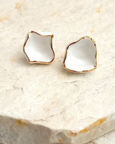Brinco Contorno Dourado - Em Cerâmica Artesanal