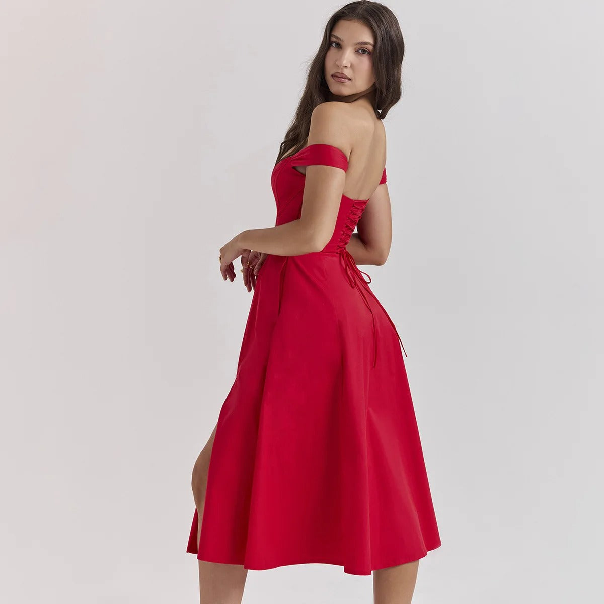 Vestido Midi com Fenda Lateral e Amarração Lyon