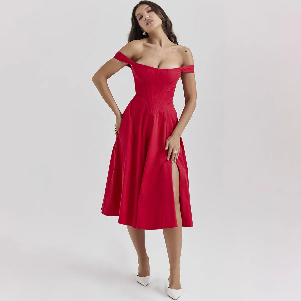 Vestido Midi com Fenda Lateral e Amarração Lyon