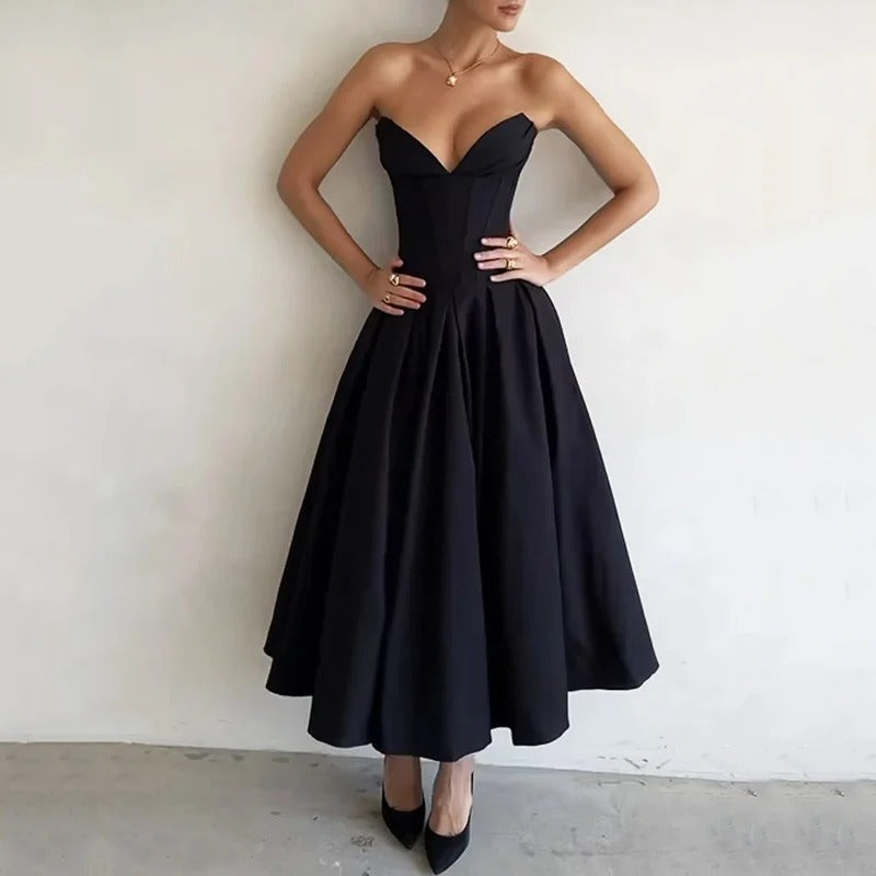 Vestido Longo Elegante com Barbatana e Bolsos Laterais Dublin