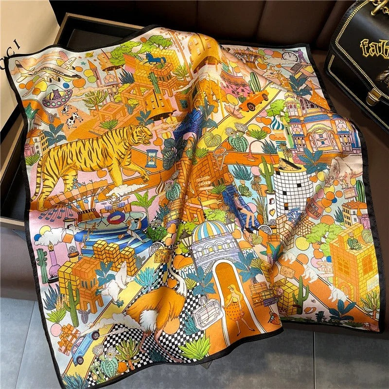 Lenços de Seda - Tamanho 53x53cm Estampas Variadas