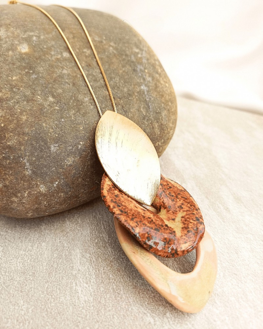 Colar Duplo Terra e Sol - Em Cerâmica Artesanal