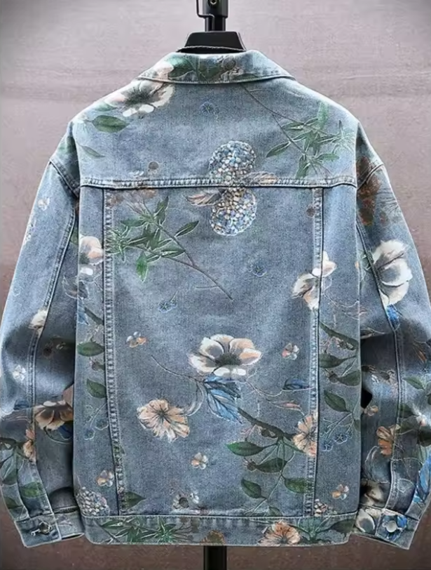 Jaqueta Jeans - Desenhos Florais .