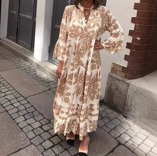 Vestido Longo com Decote V  - Elegância & Conforto