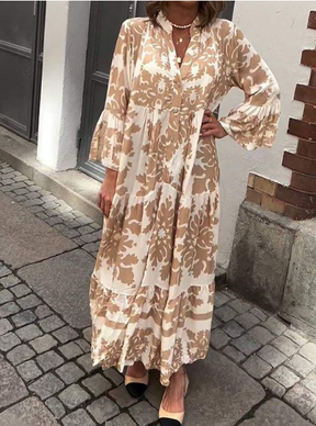 Vestido Longo com Decote V  - Elegância & Conforto
