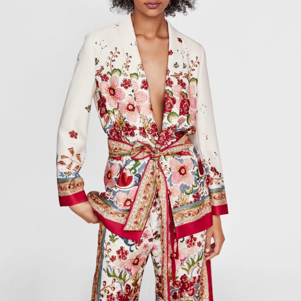 Conjunto Ellen FULL - Blazer Kimono com amarração e calça com elástico