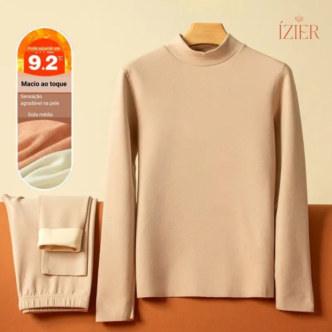 Conjunto Térmico para Mulheres, Tecido Base Elástica Grossos de Veludo, Sem Costura, Quente para Inverno