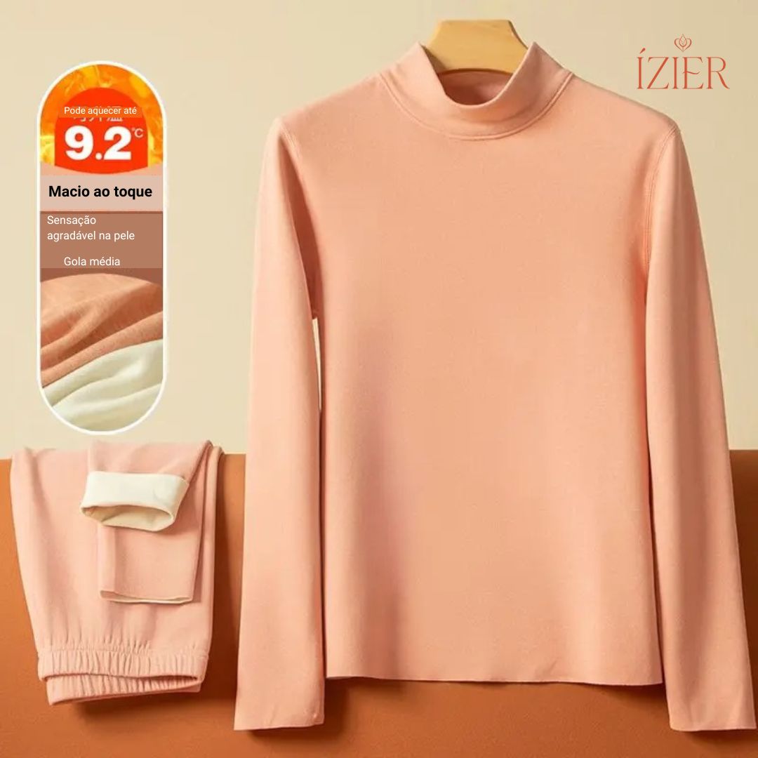 Conjunto Térmico para Mulheres, Tecido Base Elástica Grossos de Veludo, Sem Costura, Quente para Inverno