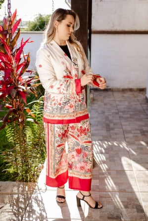 Conjunto Ellen FULL - Blazer Kimono com amarração e calça com elástico