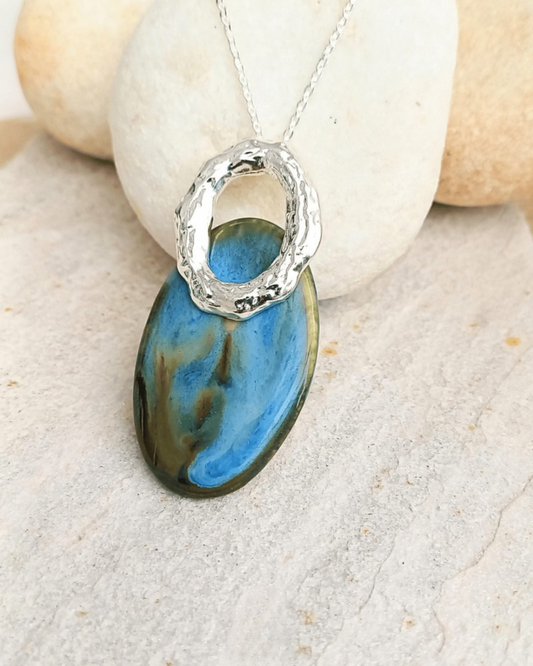 Colar Oceano Azul - Em Cerâmica Artesanal