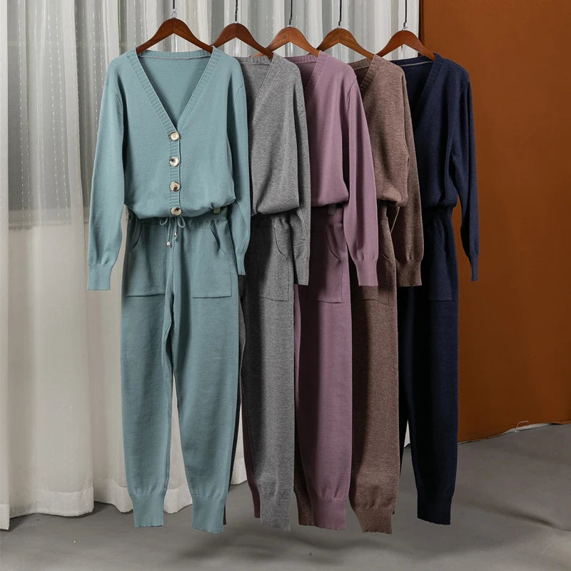 Conjunto de Tricô Calça e cardigan Leeds