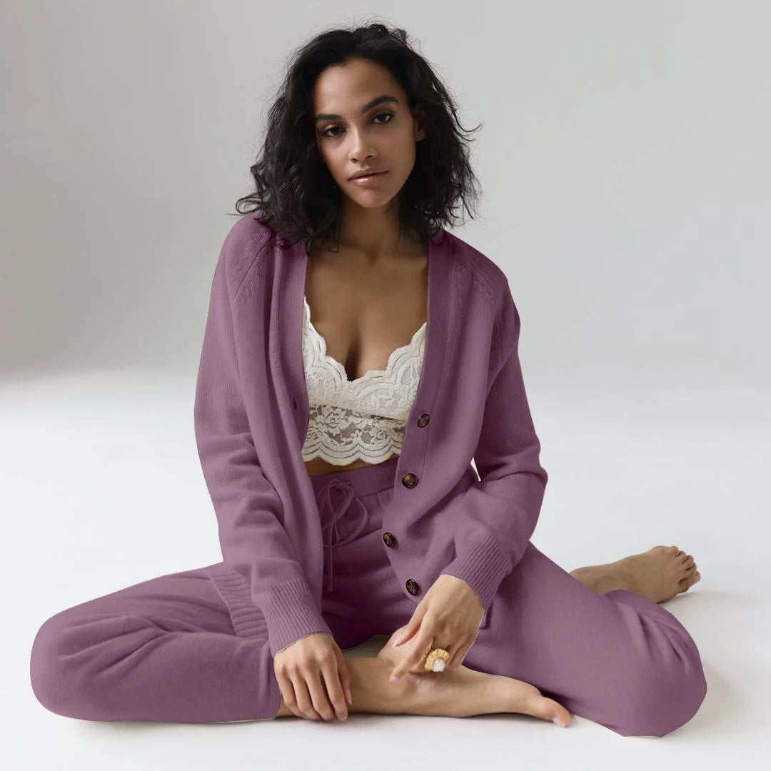 Conjunto de Tricô Calça e cardigan Leeds