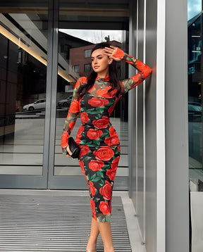 Vestido Longo Manga Longa Justo Equador (Pronta Entrega)