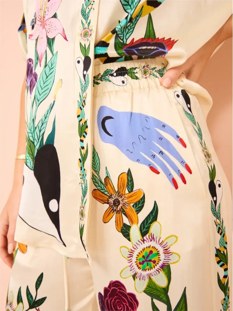 Conjunto Toque de Seda de Camisa Manga Curta e Calça Amsterdam