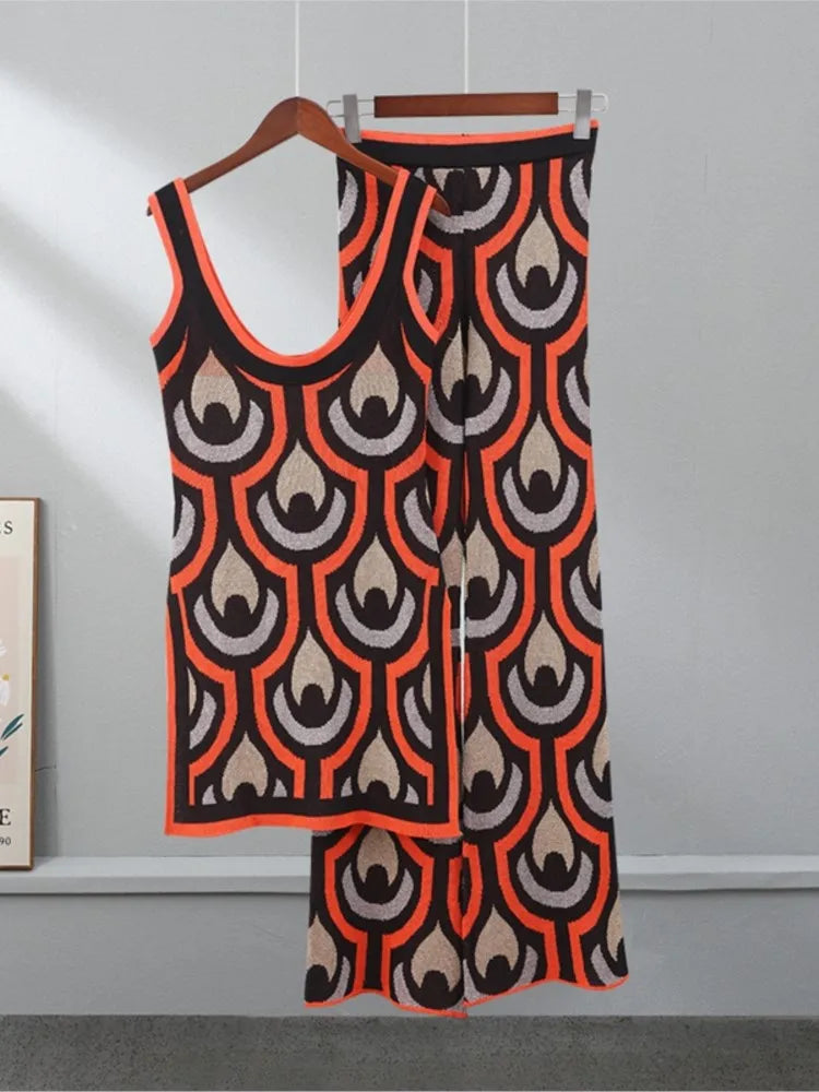 Conjunto Meia-estação em lã de calça e blusa sem manga Los Angeles