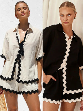 Conjunto Creta - Camisa manga curta e shorts (Pronta Entrega)