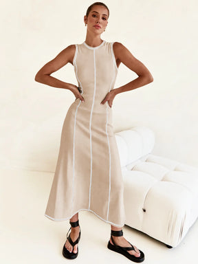 Vestido Midi de Malha Sem Mangas Tanzânia (Pronta Entrega)