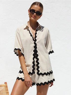 Conjunto Creta - Camisa manga curta e shorts (Pronta Entrega)