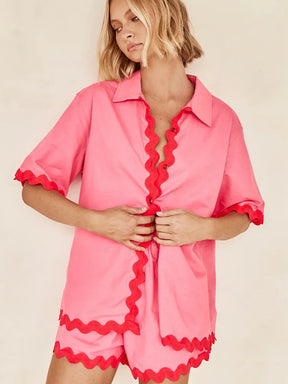Conjunto Creta - Camisa manga curta e shorts (Pronta Entrega)