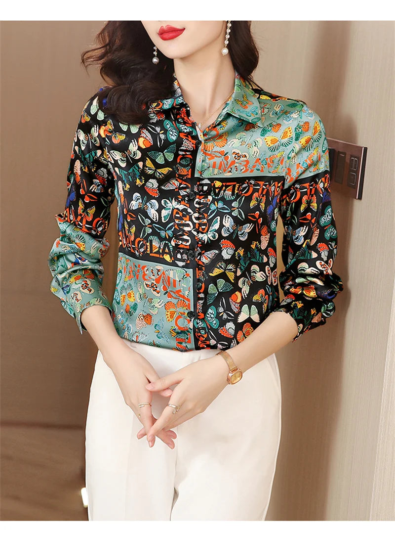 Camisa Feminina Manga Longa Borboletas