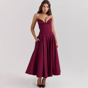 Vestido Longo Elegante com Barbatana e Bolsos Laterais Dublin