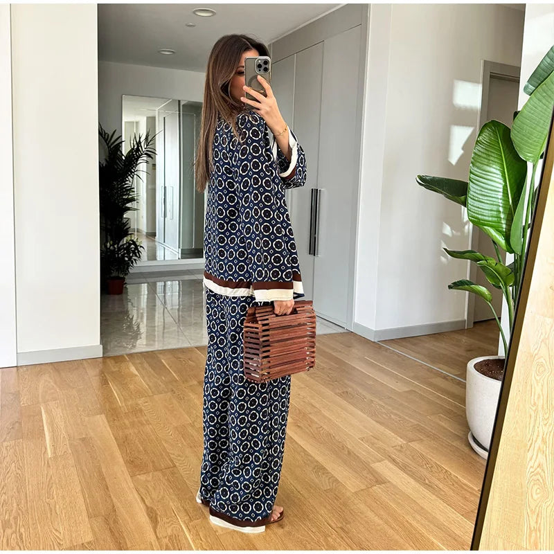 Conjunto Feminino Elegante de Camisa Manga Longa Bridgerton