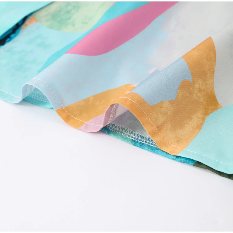 Conjunto Feminino Camisa Longa e Calça de Elástico Colorido Aquarela