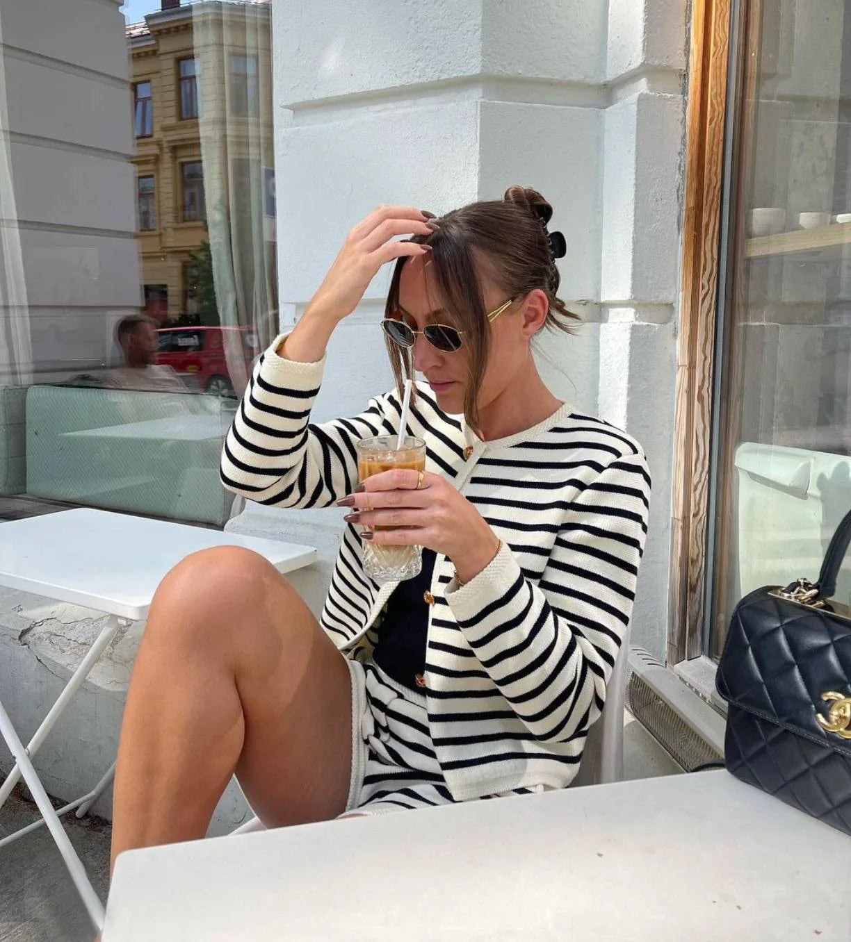 Conjunto Cardigan e Shorts de tricô Atenas