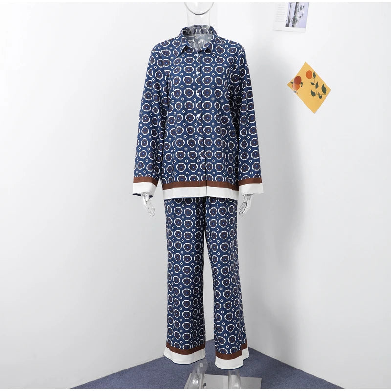 Conjunto Feminino Elegante de Camisa Manga Longa Bridgerton