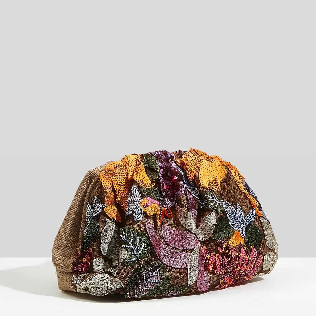 Bolsa Feminina de Mão Clutch Bordada Sem Alça