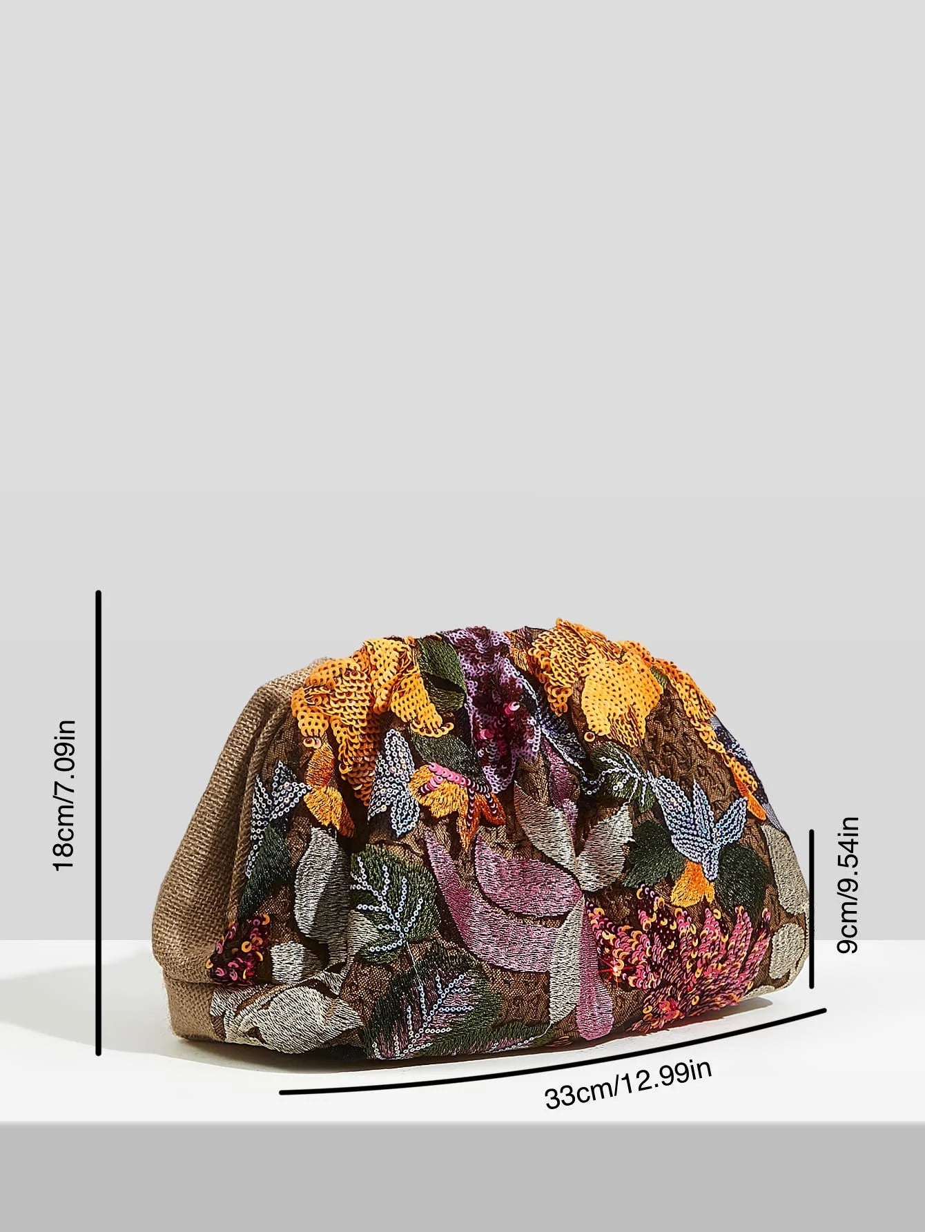 Bolsa Feminina de Mão Clutch Bordada Sem Alça