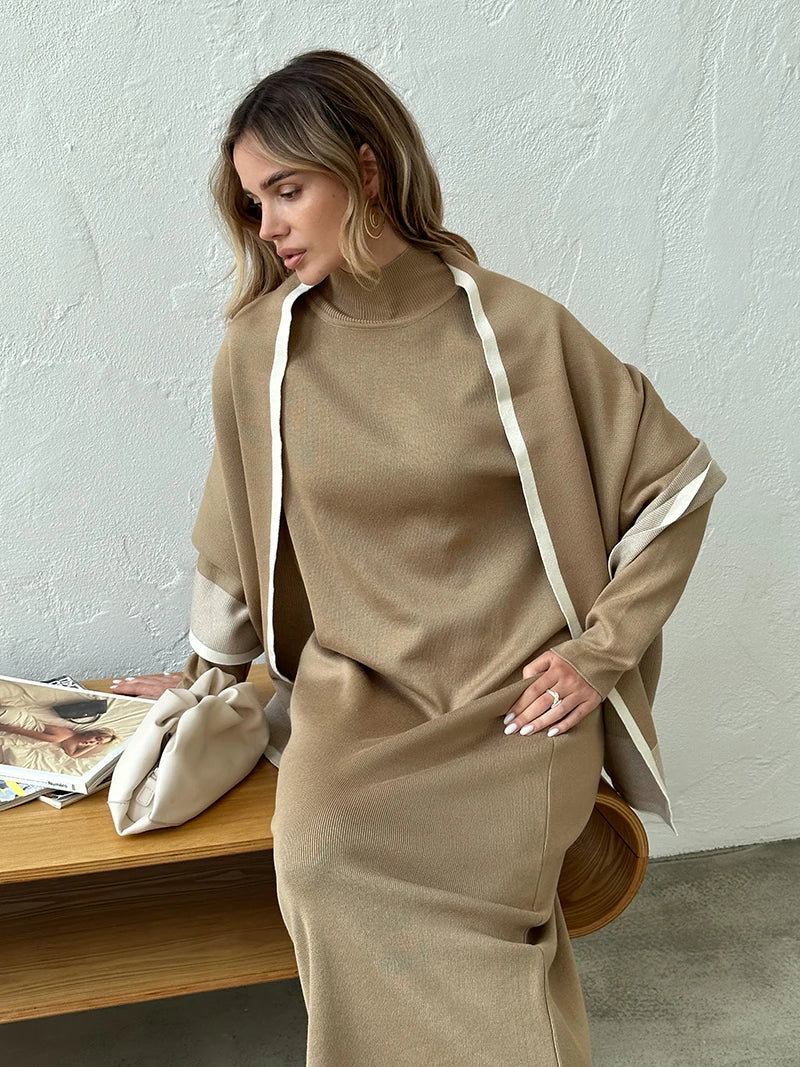 Conjunto de Malha Elegante com Xale - Fairbanks