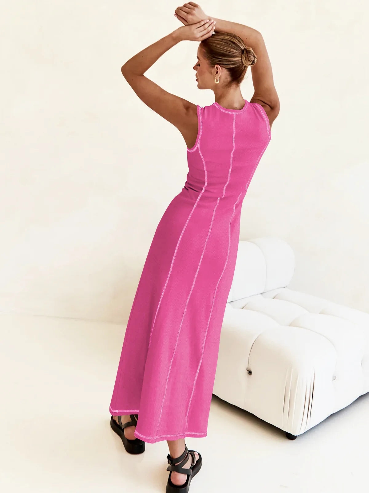 Vestido Midi de Malha Sem Mangas Tanzânia (Pronta Entrega)