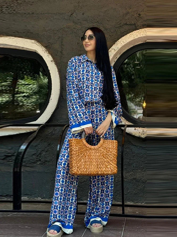 Conjunto Feminino Elegante de Camisa Manga Longa Bridgerton