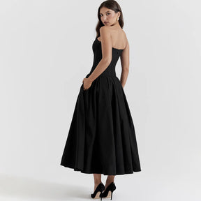 Vestido Longo Elegante com Barbatana e Bolsos Laterais Dublin