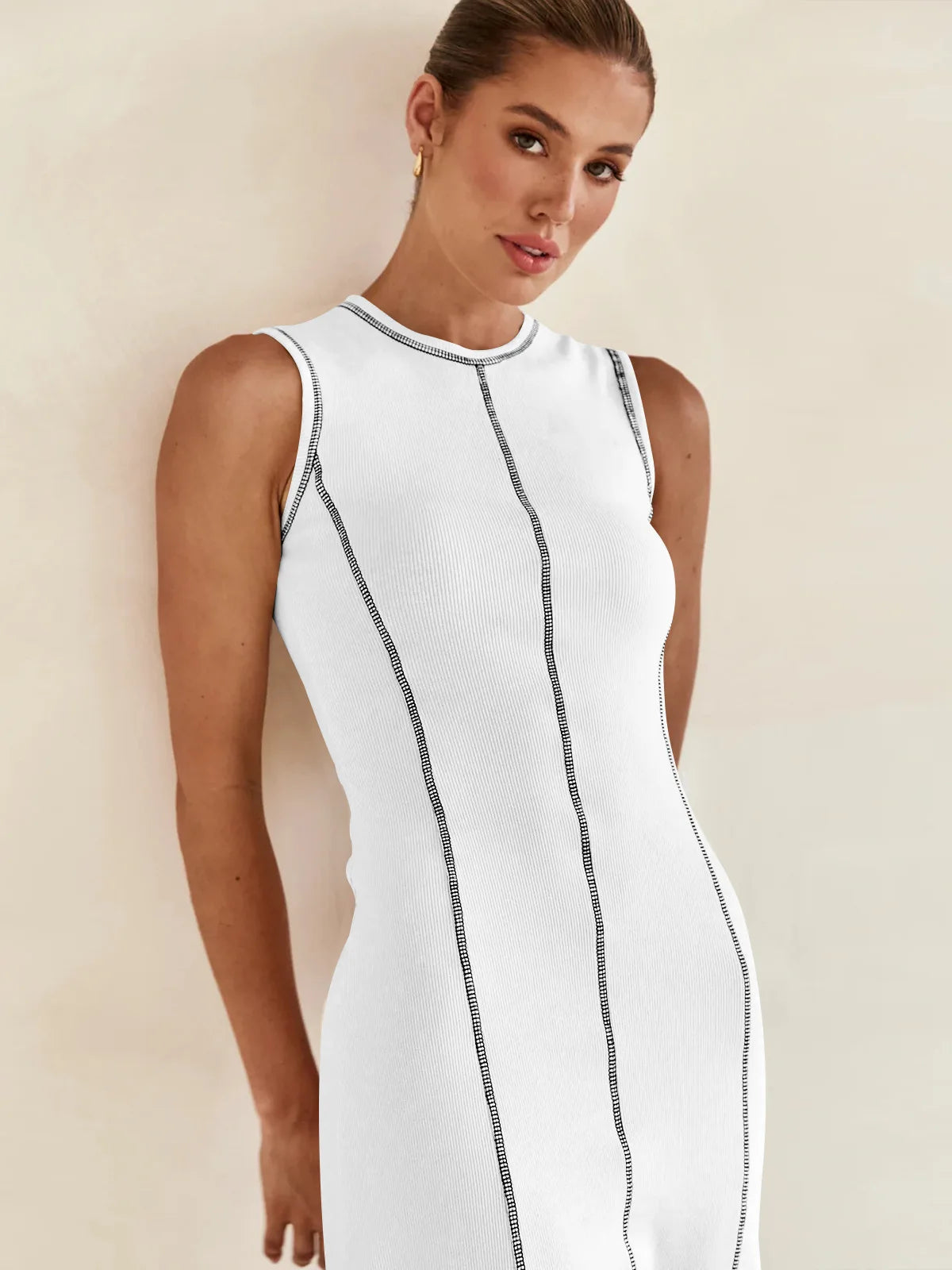 Vestido Midi de Malha Sem Mangas Tanzânia (Pronta Entrega)