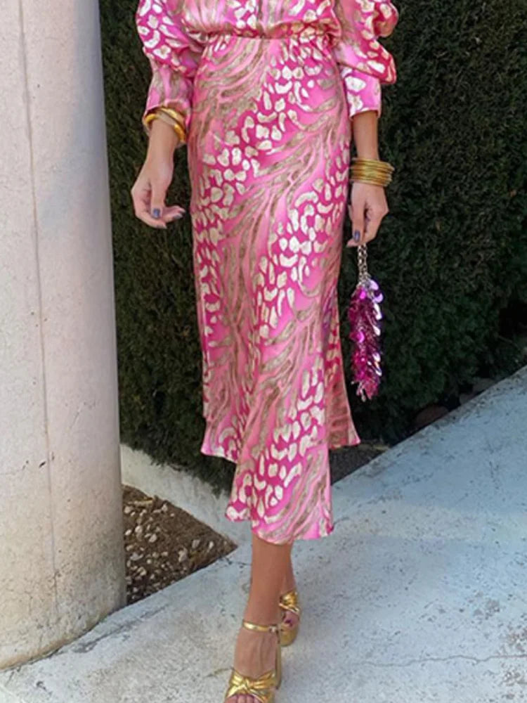 Conjunto Camisa e Saia de Cetim Zurich