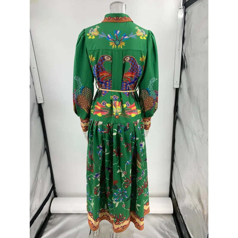 Vestido Longo de Mangas compridas com fechamento frontal por botões Sydney