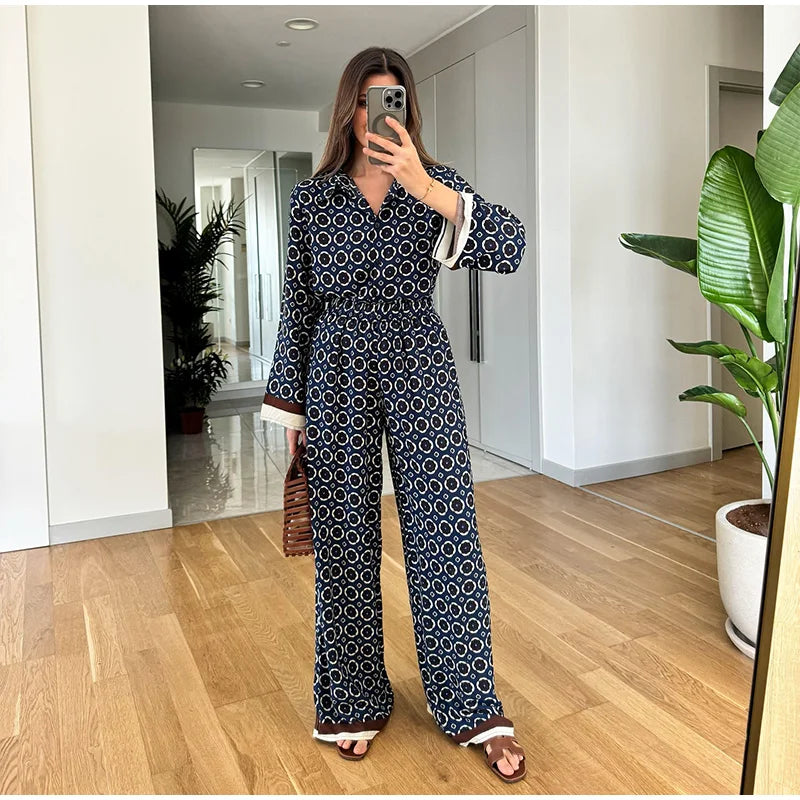 Conjunto Feminino Elegante de Camisa Manga Longa Bridgerton