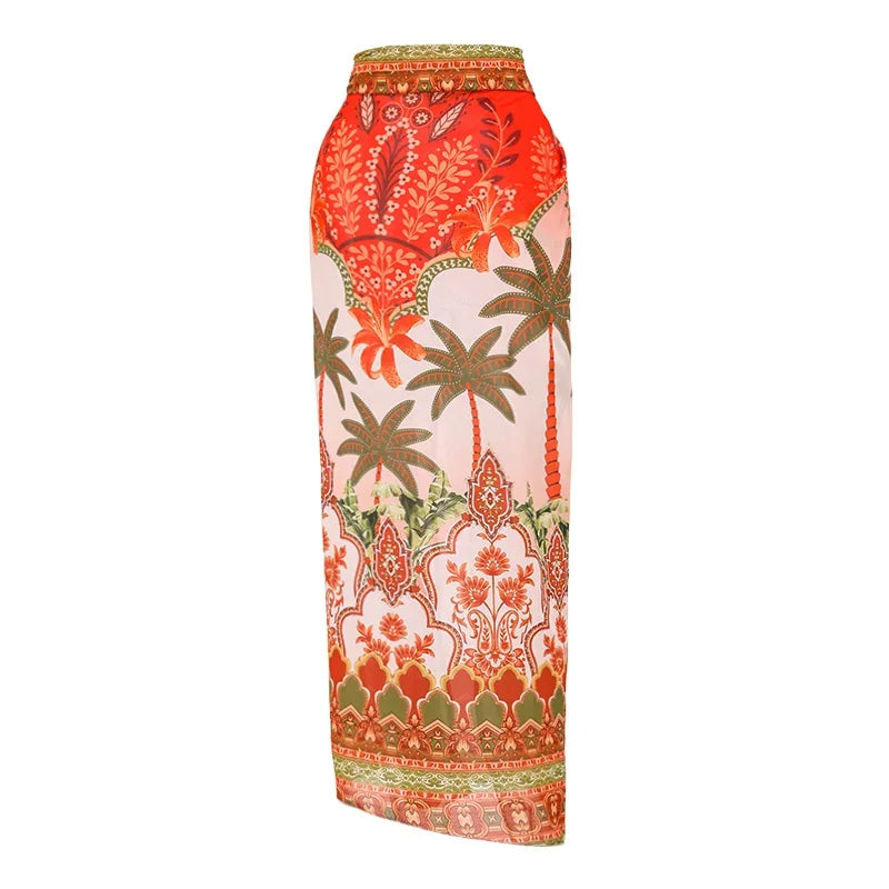 Conjunto de Maiô e Pareô Sofisticado “Verônica” com Estampa Floral Colorida