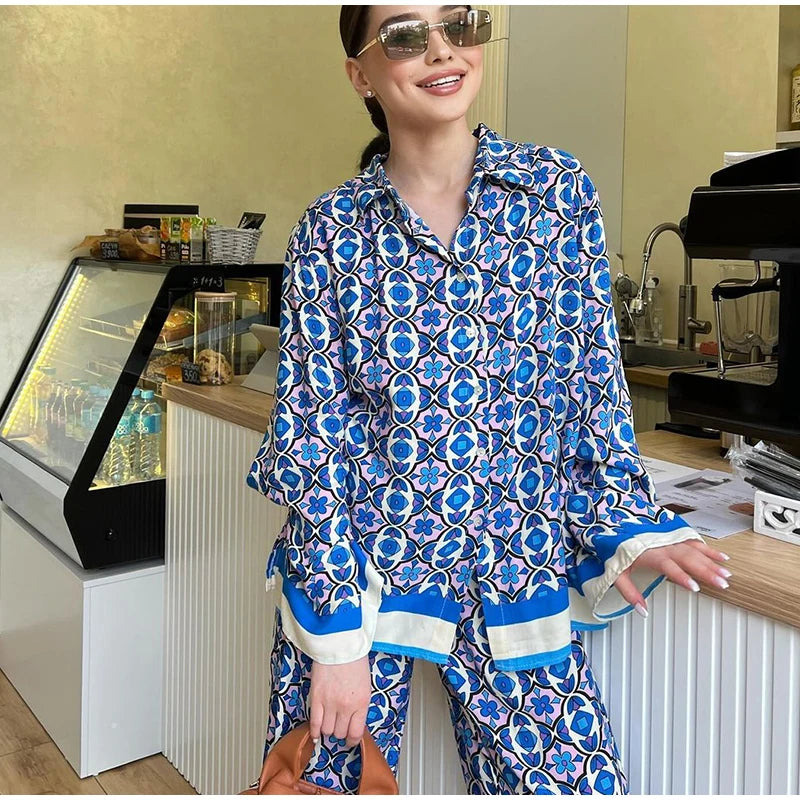 Conjunto Feminino Elegante de Camisa Manga Longa Bridgerton