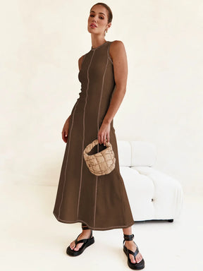 Vestido Midi de Malha Sem Mangas Tanzânia (Pronta Entrega)