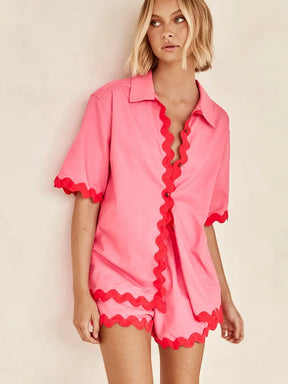 Conjunto Creta - Camisa manga curta e shorts (Pronta Entrega)